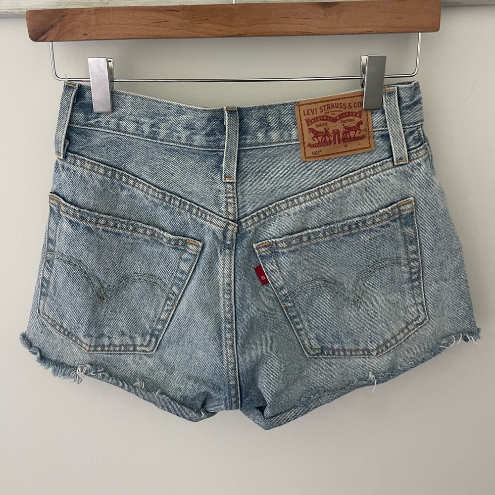 Levi's Blue Jean Shorts with Distressed Hem